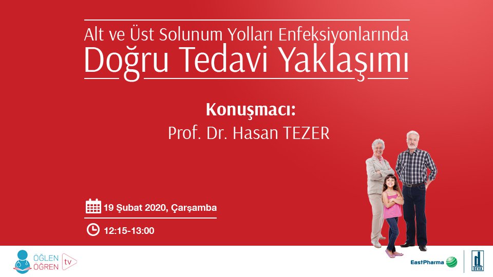 19.02.2020 tarihinde Alt ve Üst Solunum Yolları Enfeksiyonunda Doğru Tedavi Yaklaşımı başlıklı programımız Öğlen Öğren TV ekranlarından canlı yayınlanacaktır
