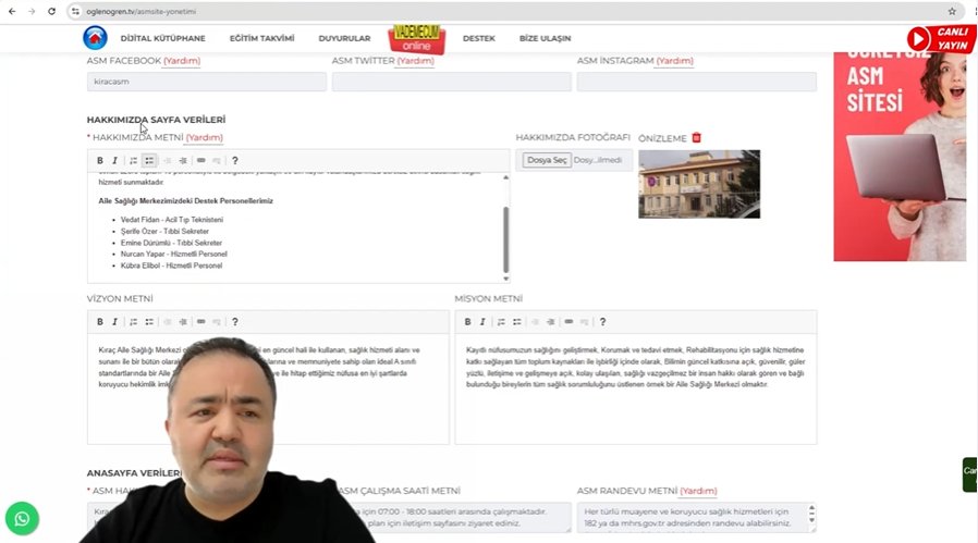 ASM Web sayfamızda, çalışan personellerimizin (ASM Sınıflandırma Personelleri) isimlerini nereye ve nasıl ekleyebilirim?